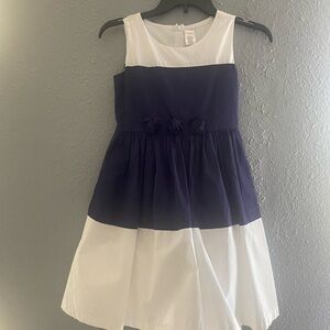 Gymboree Marina Party collection colorblock rosette dress in navy blue and white